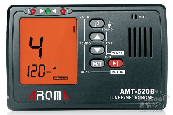 阿诺玛 AROMA 校音器 AMT-520B 吉他贝斯调音器 节拍器