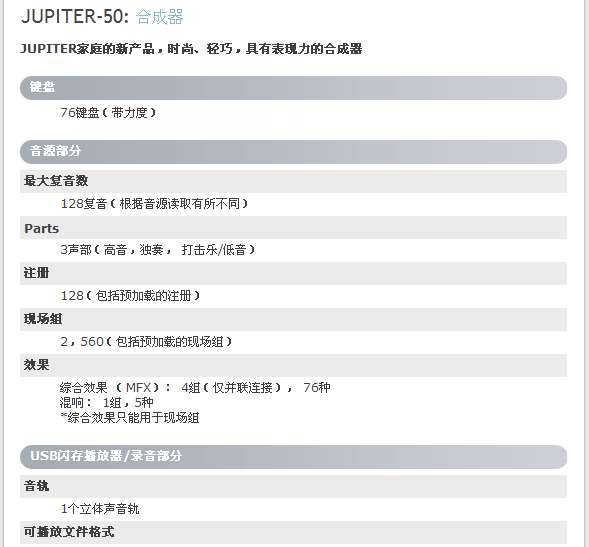 Roland 罗兰 JUPITER-50 76键 合成器